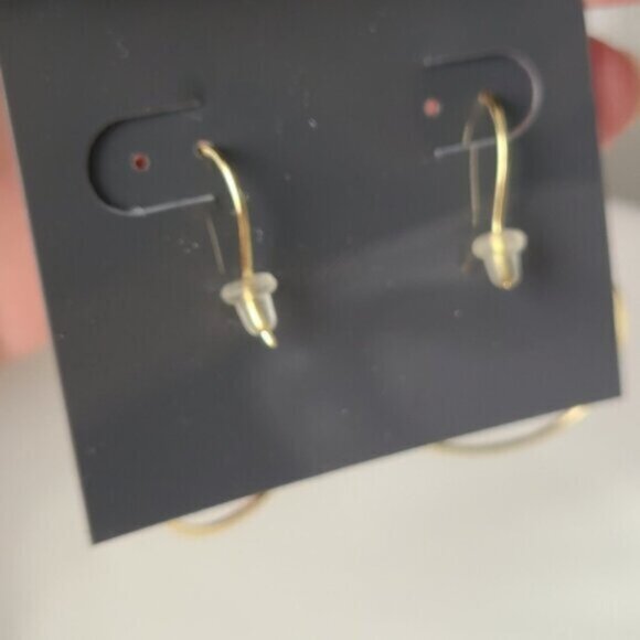 Isabella M Gold Plated Sterling Silver Round Circle Crystal Dangle Earrings - Picture 4 of 6